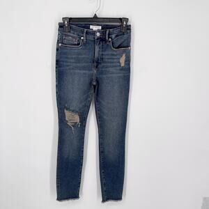 Good American Good Legs Crop Distressed Jeans NEW Sz 0 / 25 Skinny Fit Blue